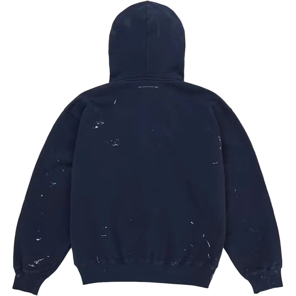 Supreme MM6 Maison Margiela Box Logo Zip Up Hooded Sweatshirt Navy from the back with MM6 white stitch detail
