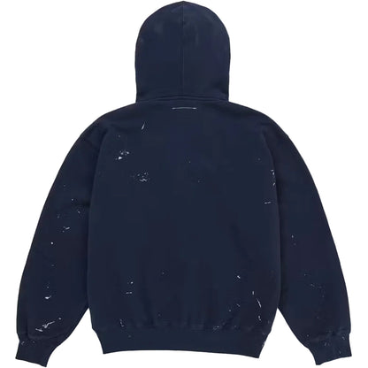 Supreme MM6 Maison Margiela Box Logo Zip Up Hooded Sweatshirt Navy from the back with MM6 white stitch detail