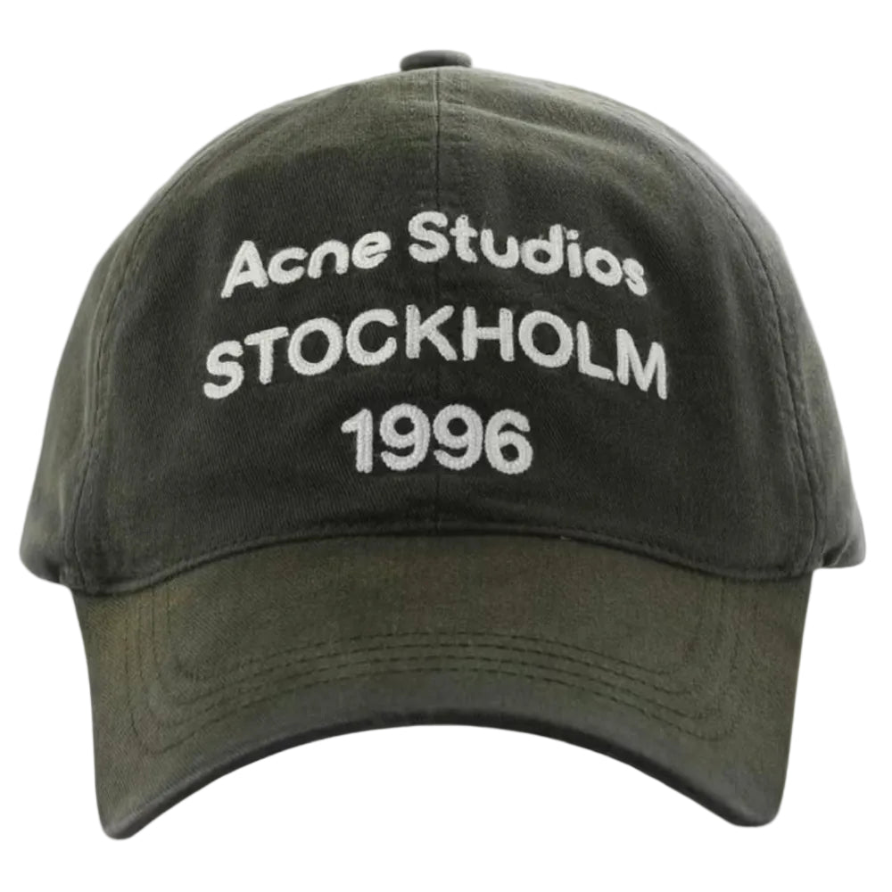 Acne Studios Logo Baseball Cap FW26 Faded Black product view with logo detail