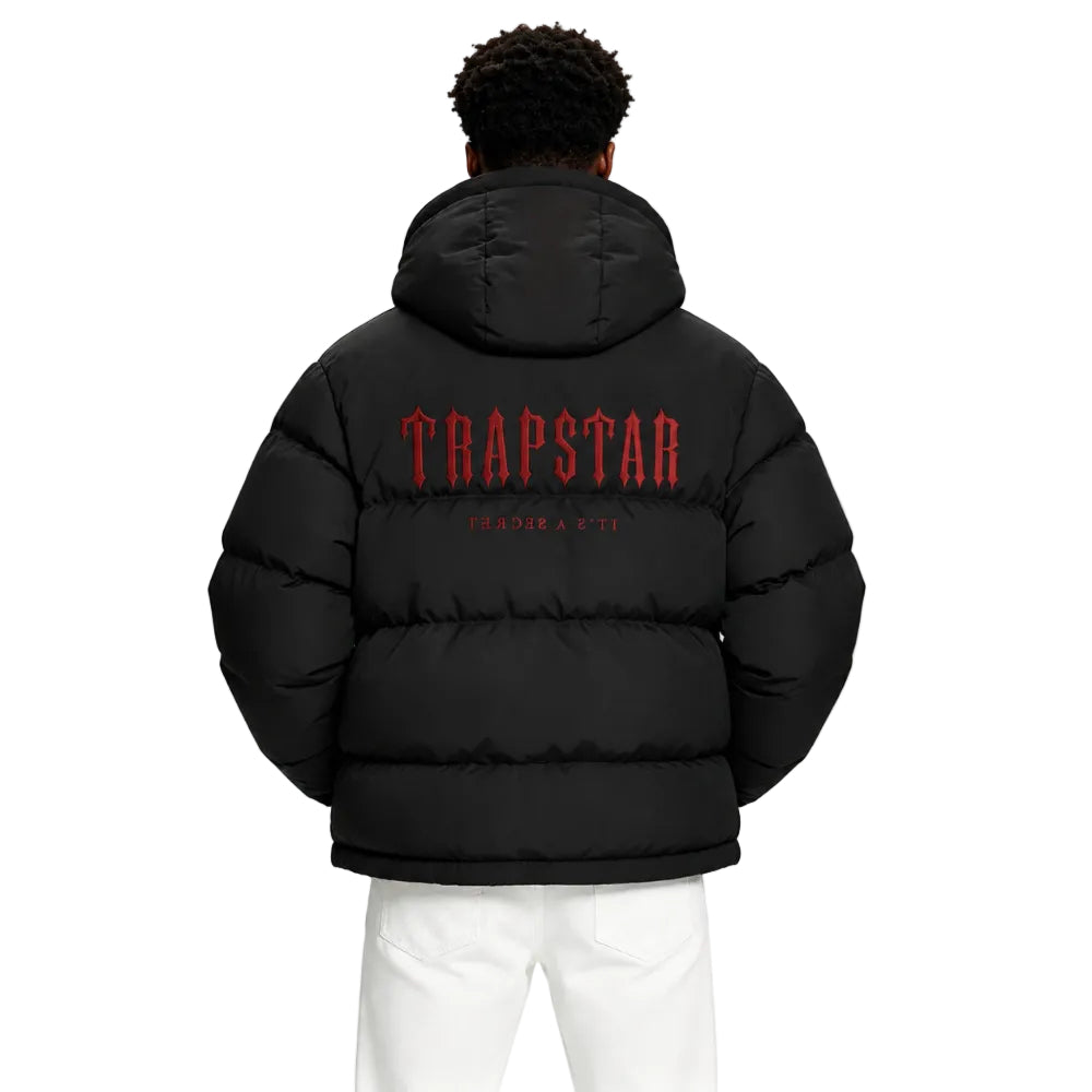 Trapstar Decoded Irongate Puffer 2.0 Black Infrared shown on model from the back