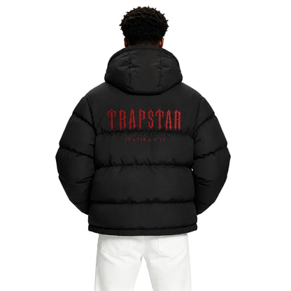 Trapstar Decoded Irongate Puffer 2.0 Black Infrared shown on model from the back