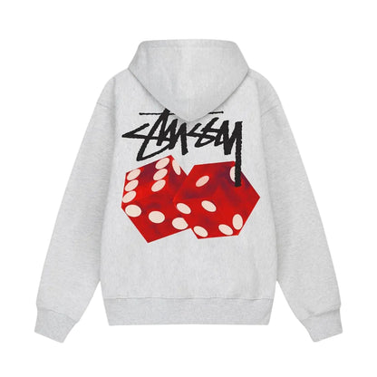 Stussy Diced Out Hoodie Ash Heather back product view