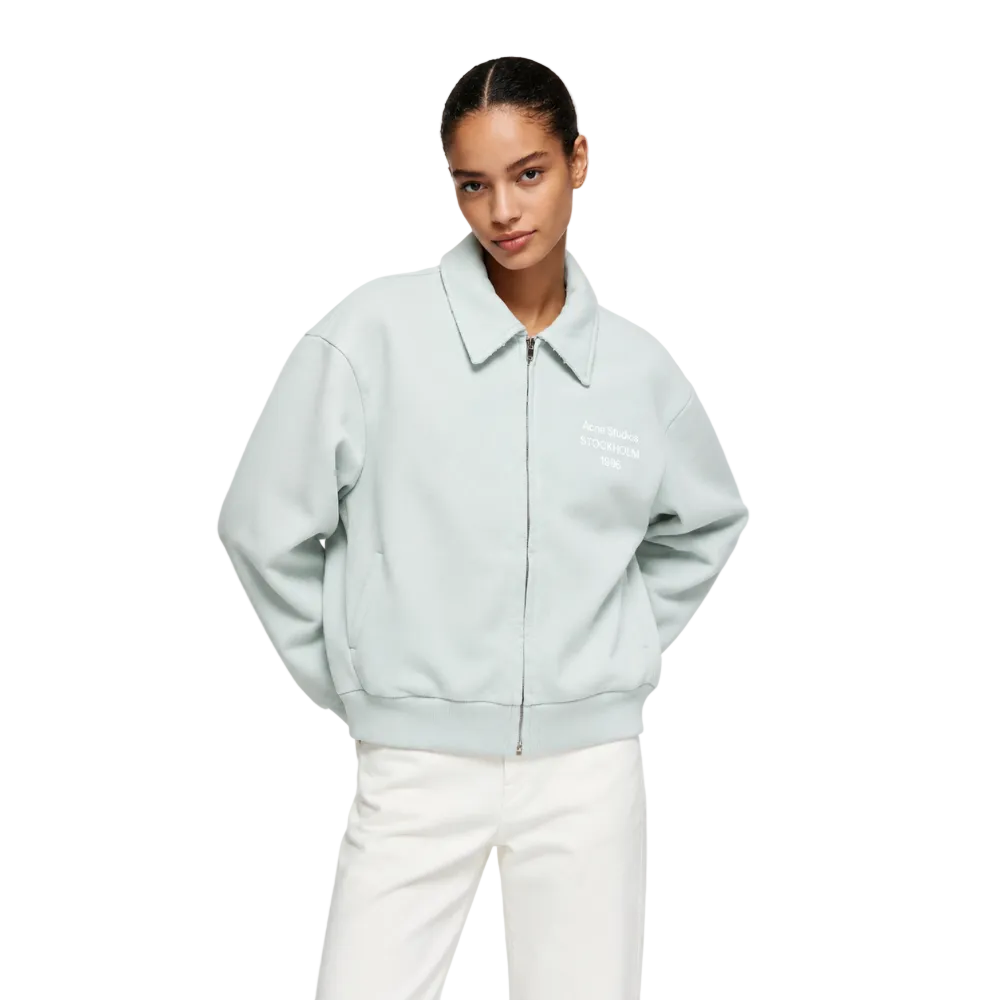 Acne Studios Technical Jacket Pale Mint worn by model from the front
