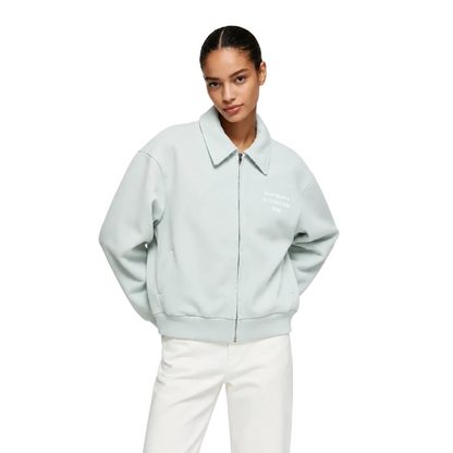 Acne Studios Technical Jacket Pale Mint worn by model from the front