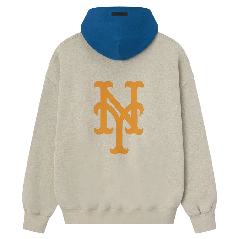 Fear of God Essentials Mets Sport Hoodie Heather Stone Blue Sapphire back product view