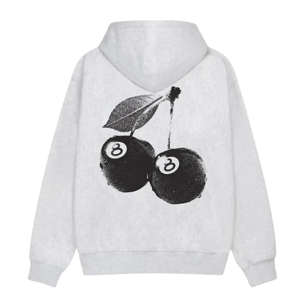 Stussy Cherries Hoodie Ash Heather back product view