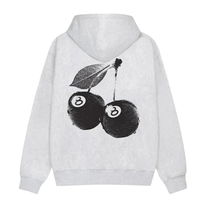 Stussy Cherries Hoodie Ash Heather back product view