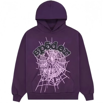 Sp5der Web Hoodie Purple front product view