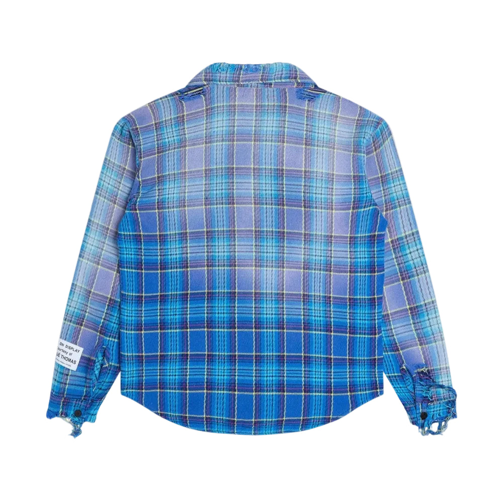 Gallery Dept. Marley Flannel Shirt Blue Multicolor – back product view showcasing the faded plaid pattern and long-sleeve design