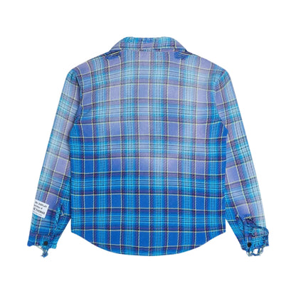 Gallery Dept. Marley Flannel Shirt Blue Multicolor – back product view showcasing the faded plaid pattern and long-sleeve design