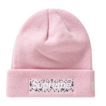Supreme New Era Bandana Box Logo Beanie FW19 Pink - AFV Clothes