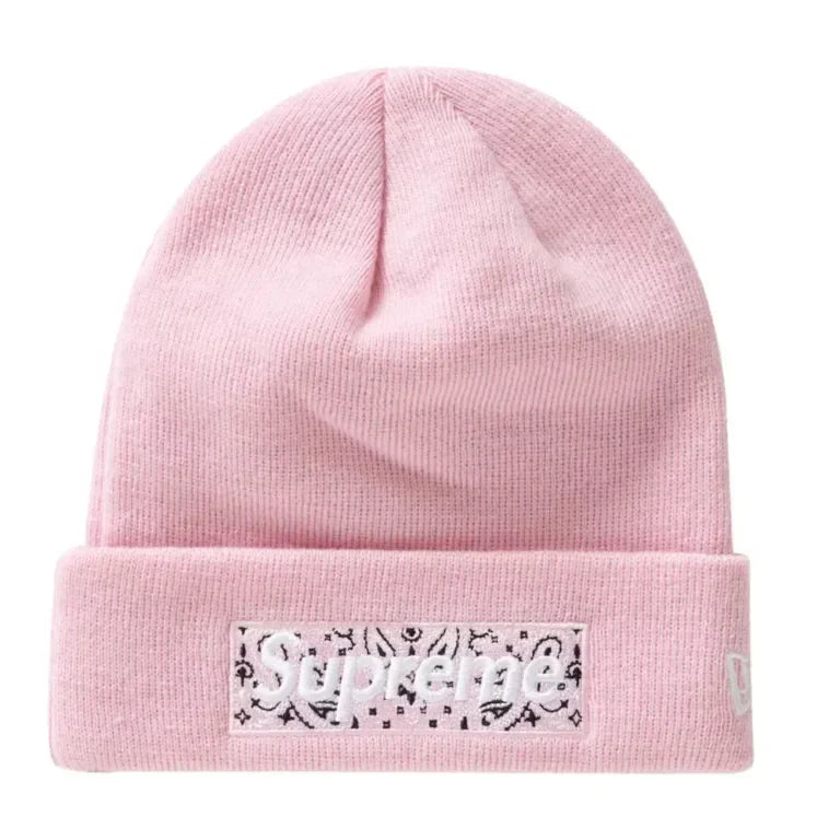 Supreme New Era Bandana Box Logo Beanie FW19 Pink - AFV Clothes