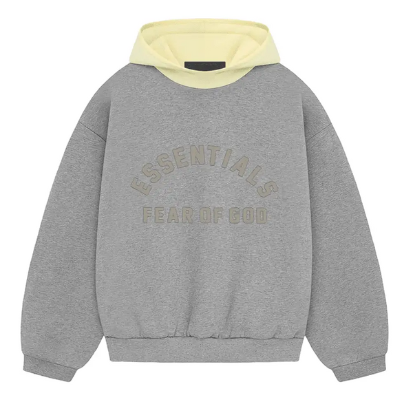 Fear of God Essentials SS24 Nylon Fleece Hoodie Dark Heather Oatmeal/Garden Yellow