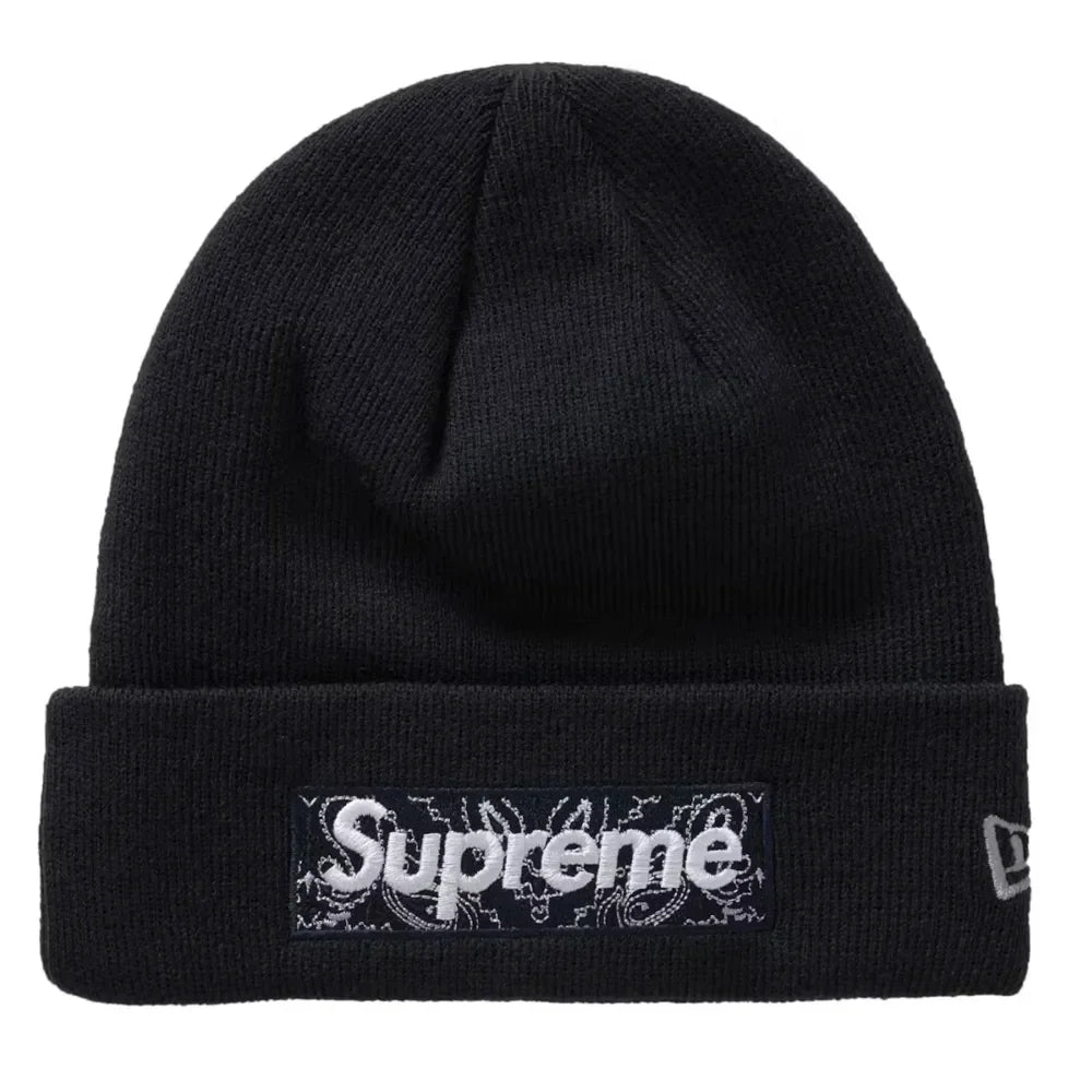Supreme New Era Bandana Box Logo Beanie FW19 Black - AFV Clothes