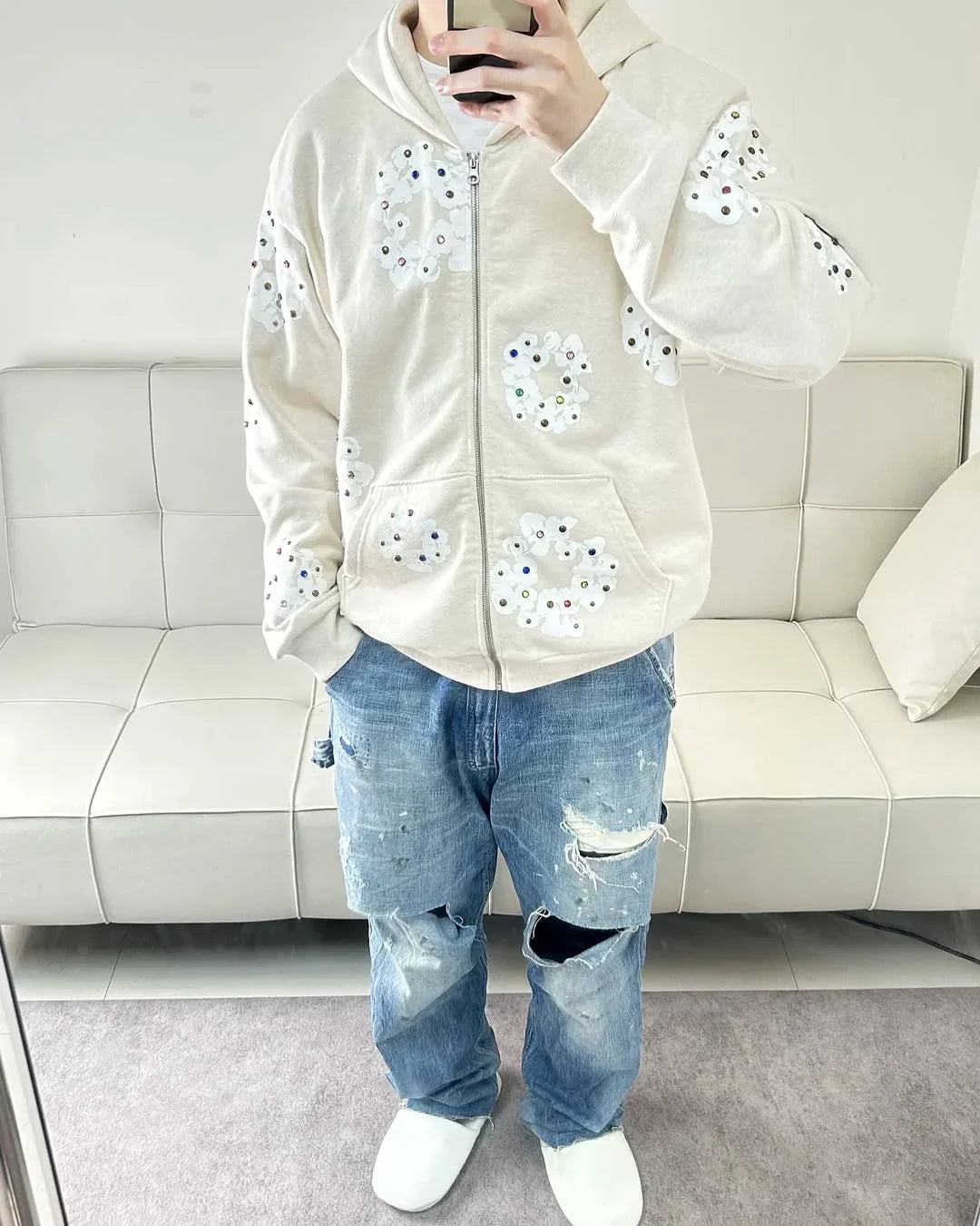 Corteiz RTW Italia Olympic Shuku Jacket White/Blue – AFV Clothes Corteiz RTW Italia Olympic Shuku Jacket White/Blue – AFV Clothes