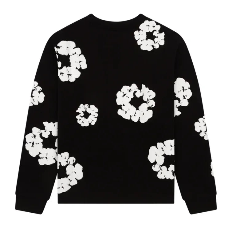 Denim Tears Long Sleeve Cotton Wreath T-shirt Black - AFV Clothes