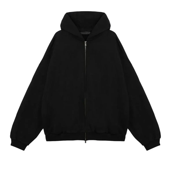 Fear Of God Essentials Heavy Fleece Full Zip Hoodie Black - AFV Clothes