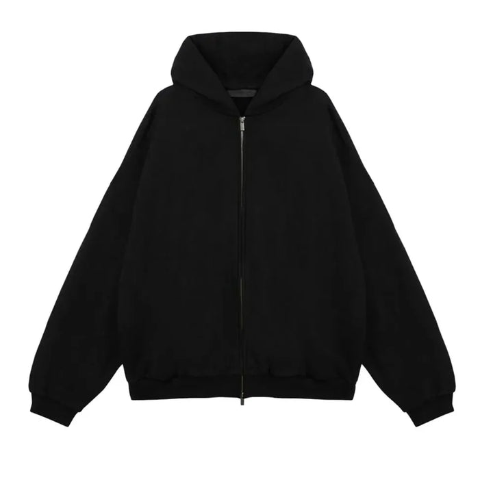 Fear Of God Essentials Heavy Fleece Full Zip Hoodie Black - AFV Clothes