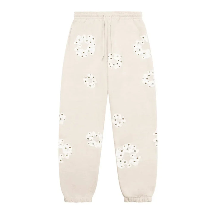 Denim Tears Rhinestone Cotton Wreath Sweatpants Oatmeal - AFV Clothes