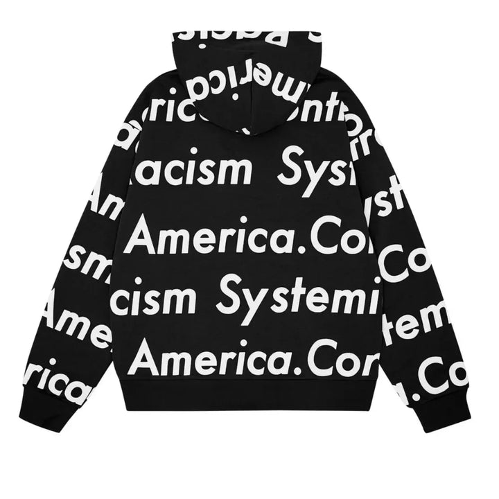 Denim Tears x Arthur Jafa Systemic Racism Controls America Zip Up Hoodie Black - AFV Clothes
