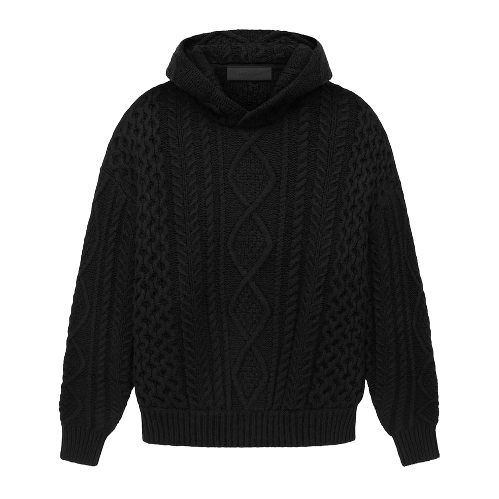 Fear of God Essentials Cable Knit Hoodie Jet Black