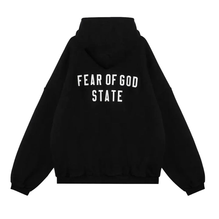 Fear Of God Essentials Heavy Fleece Full Zip Hoodie Black - AFV Clothes