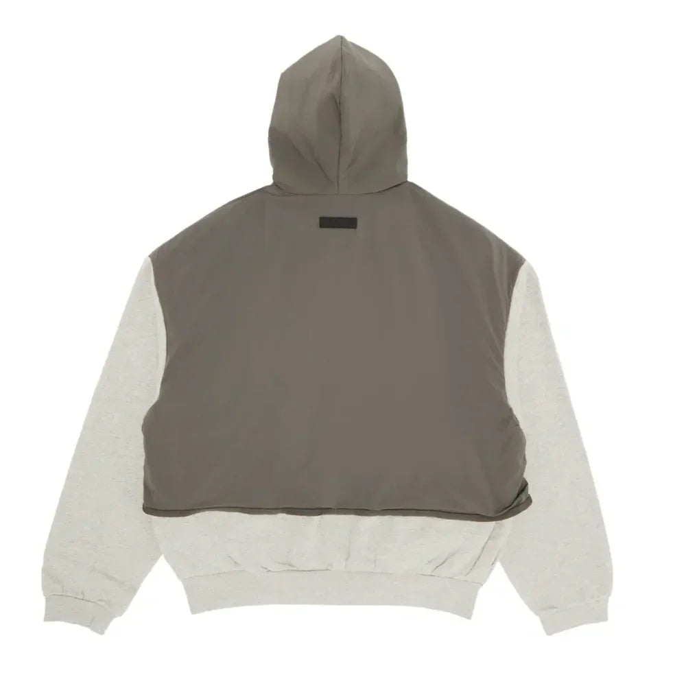 Fear Of God Essentials Nylon Fleece Hooded Sweater Dark Heather Oatmeal/lnk - AFV Clothes