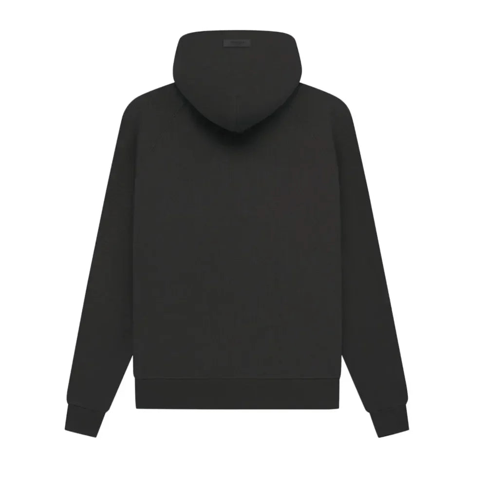 Fear Of God Essentials Waffle Raglan Hoodie Off Black - AFV Clothes