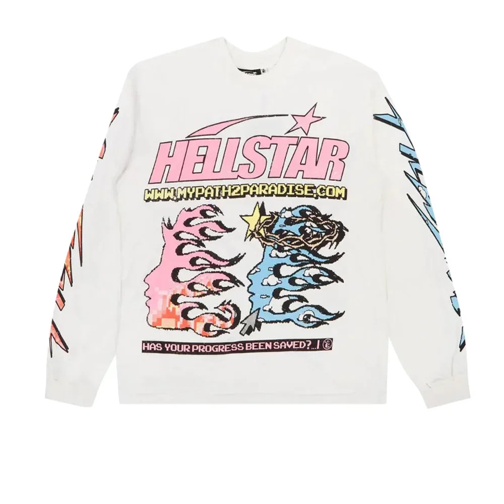 Hellstar Pixel Long-Sleeve Tee White - AFV Clothes