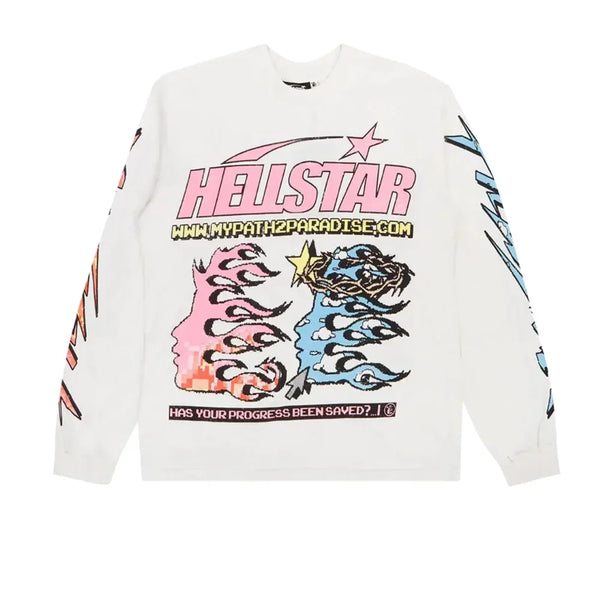 Hellstar Pixel Long-Sleeve Tee White - AFV Clothes