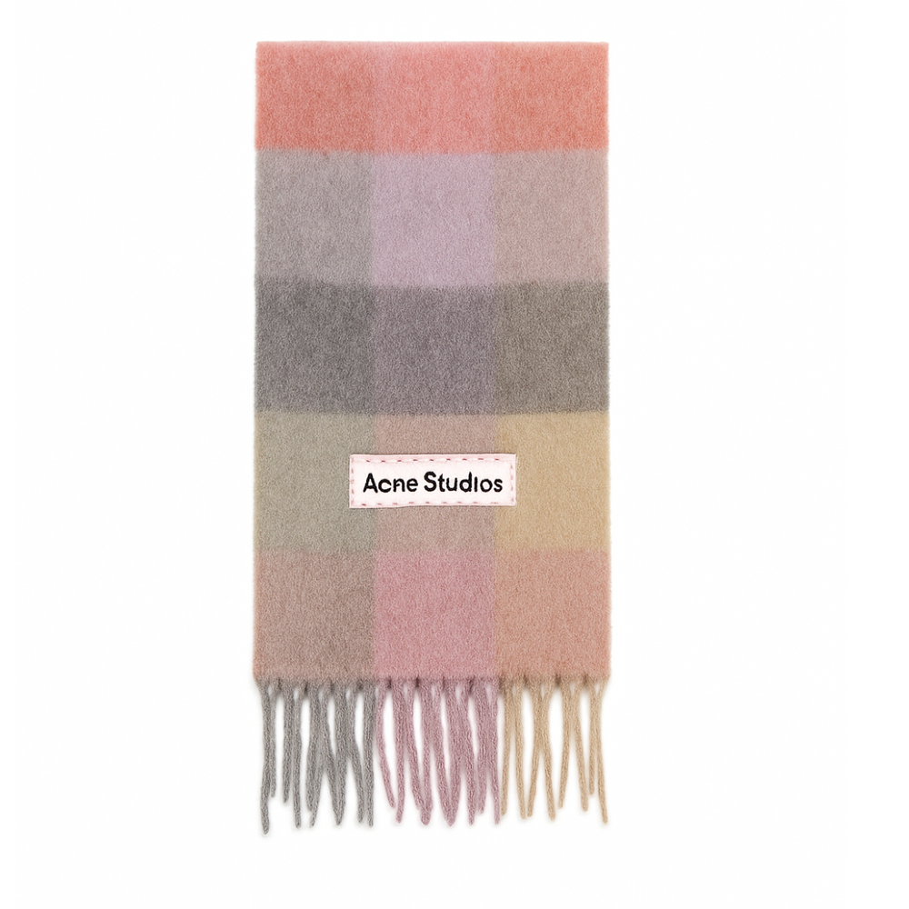 Acne Studios Mohair Checked Scarf Fuchsia/lilac/pink 