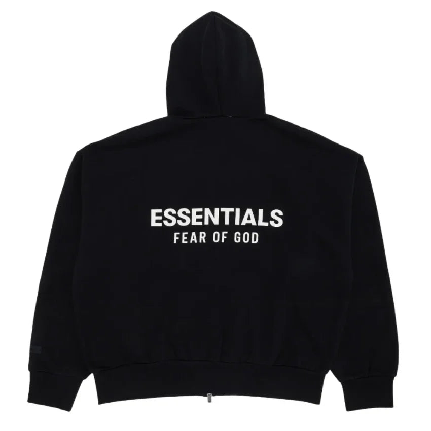 Fear of God Essentials Classic Full Zip-Up Hoodie Jet Black – AFV