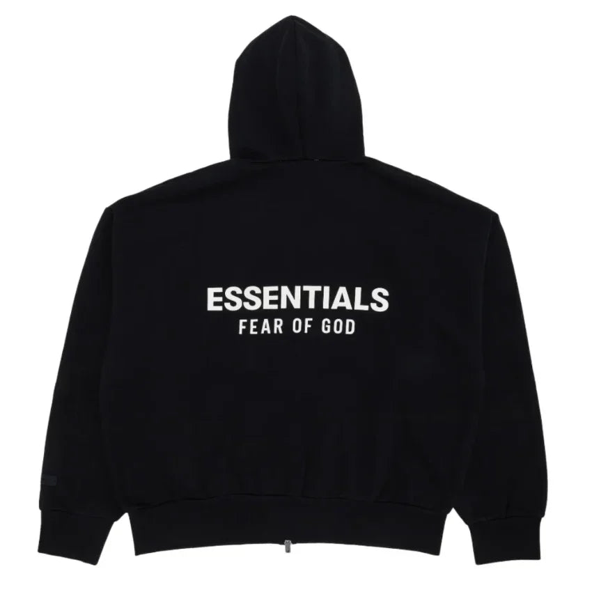 Fear of God Essentials Classic Full Zip-Up Hoodie Jet Black – AFV Fear of God Essentials Classic Full Zip-Up Hoodie Jet Black – AFV