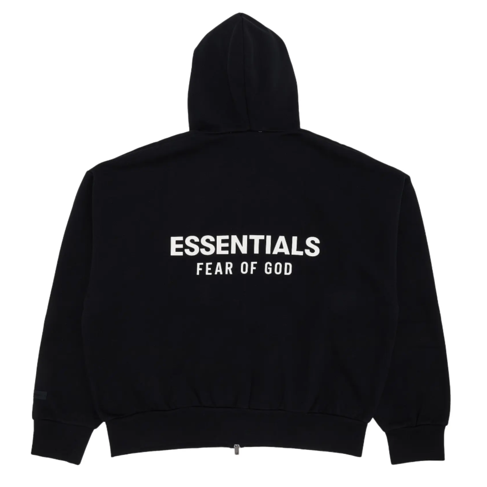 Fear of God Essentials Classic Full Zip-Up Hoodie Jet Black