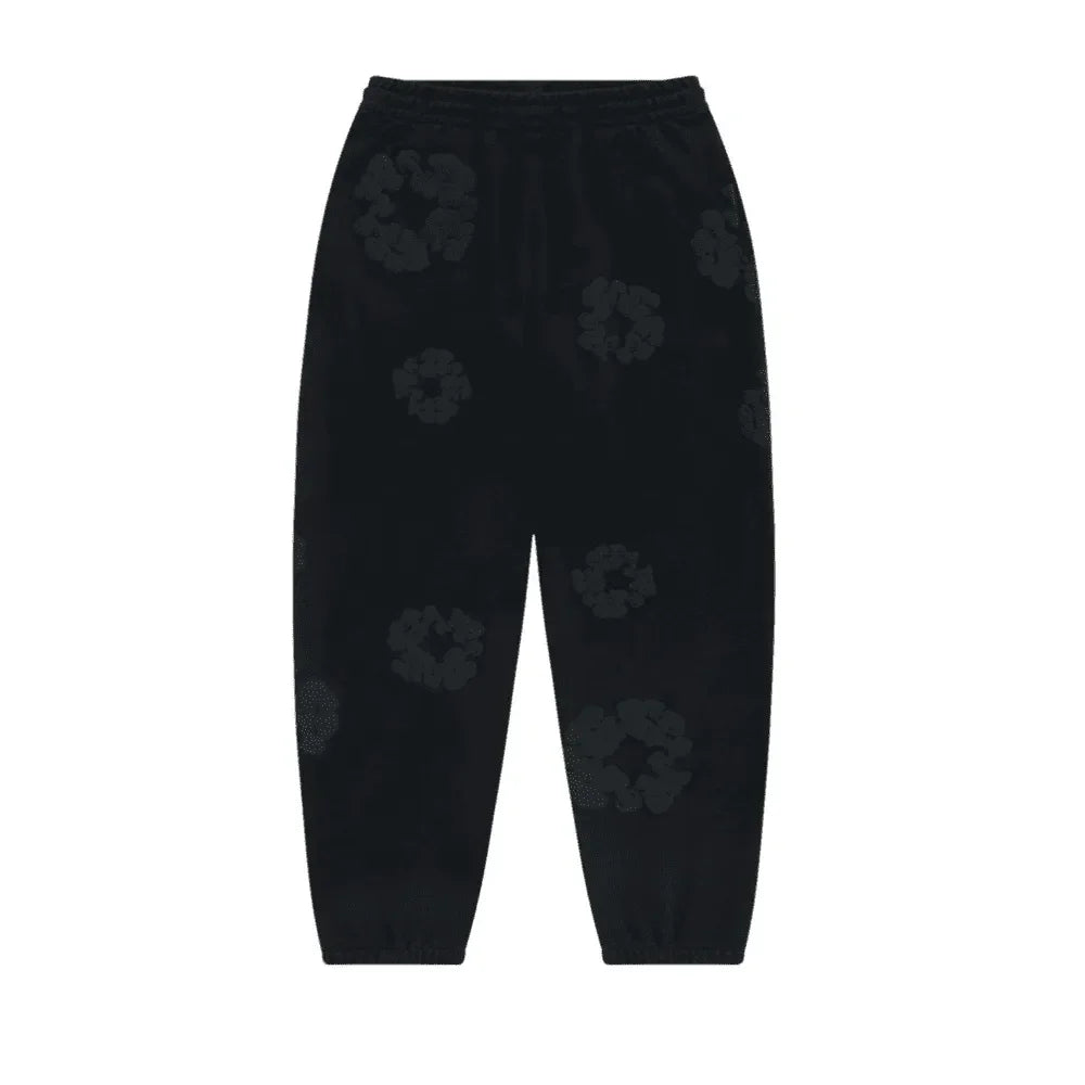Denim Tears Cotton Wreath Sweatpants Black Monochrome - AFV Clothes