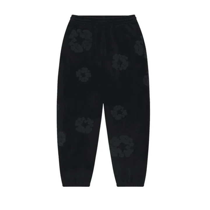Denim Tears Cotton Wreath Sweatpants Black Monochrome - AFV Clothes