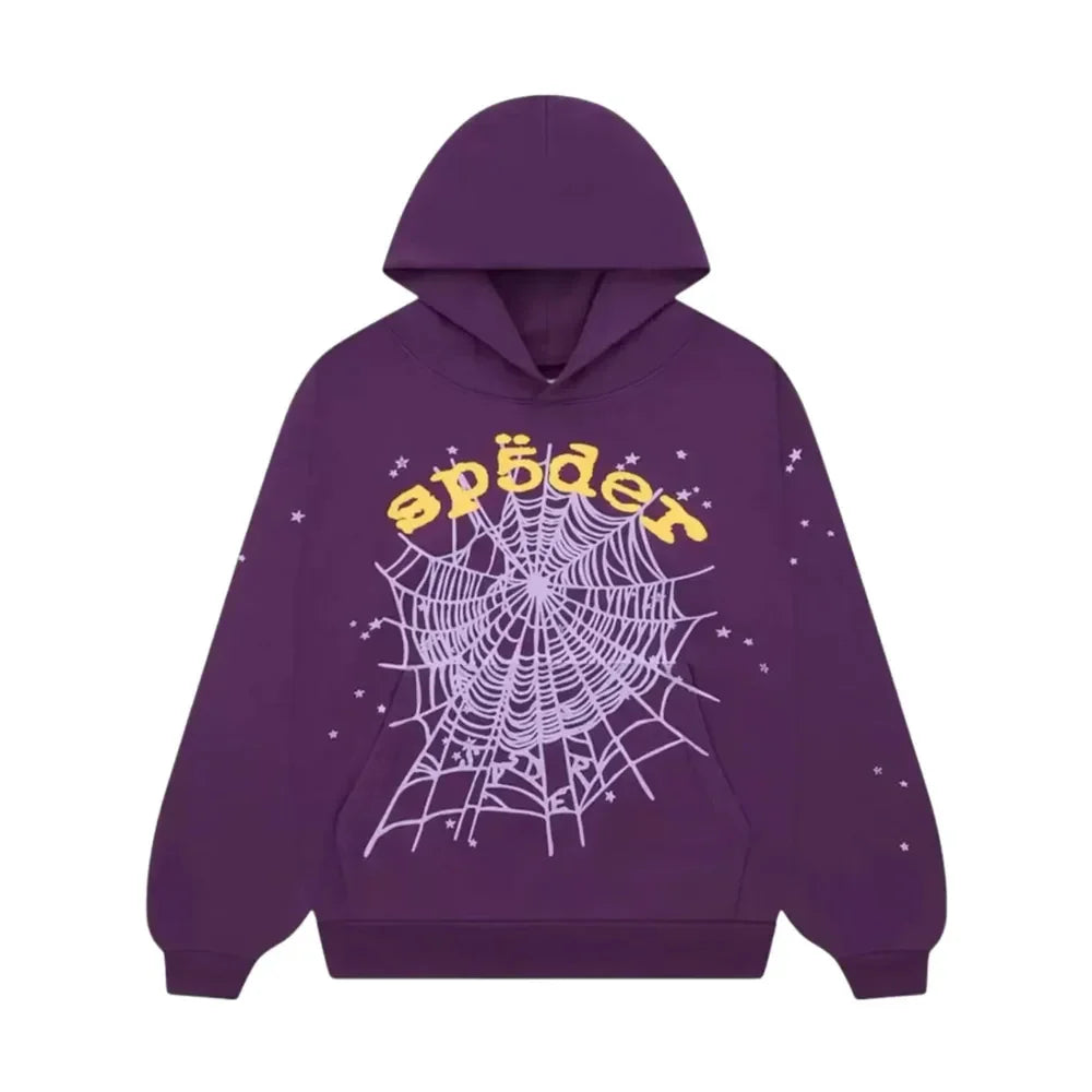Sp5der Star OG Web V2 Hoodie Purple - AFV Clothes