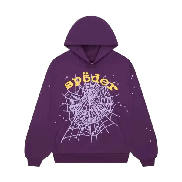 Sp5der Star OG Web V2 Hoodie Purple - AFV Clothes