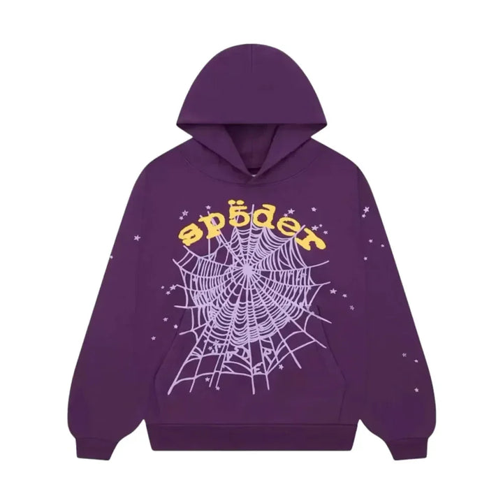 Sp5der Star OG Web V2 Hoodie Purple - AFV Clothes