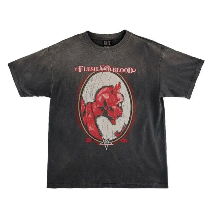Saint Michael Fresh and Blood Devil T-shirt Vintage Black - AFV Clothes