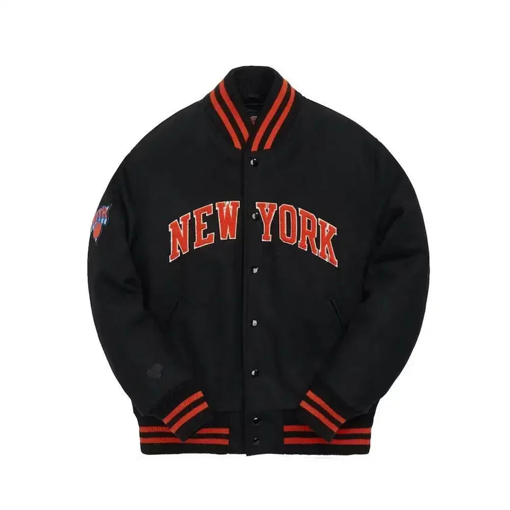 Kith New York Knicks Varsity Jacket Black - AFV Clothes