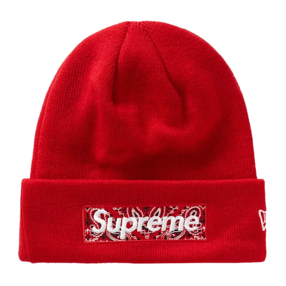 Supreme New Era Box Logo Beanie FW19 Red - AFV Clothes