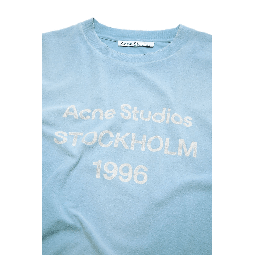 Acne Sprayed 1996 Logo Long Sleeve T-shirt Corn Flower Blue - AFewVibe