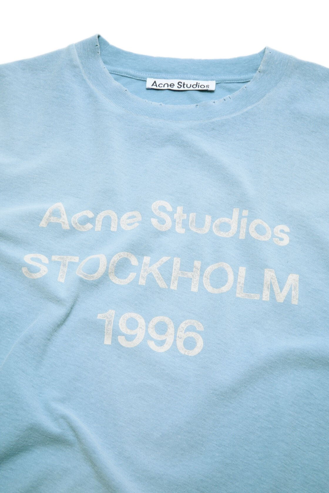 Acne Sprayed 1996 Logo Long Sleeve Tshirt Corn Flower Blue - AFewVibe