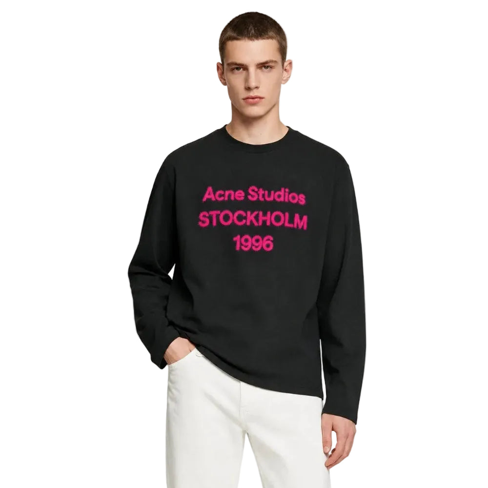 Acne Studios 1996 Logo Long Sleeve Relaxed Fit Black product view with front 1996 logo