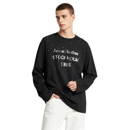 ACNE STUDIOS EDDEN RHINESTONE LONG SLEEVE TOP Black - AFewVibe