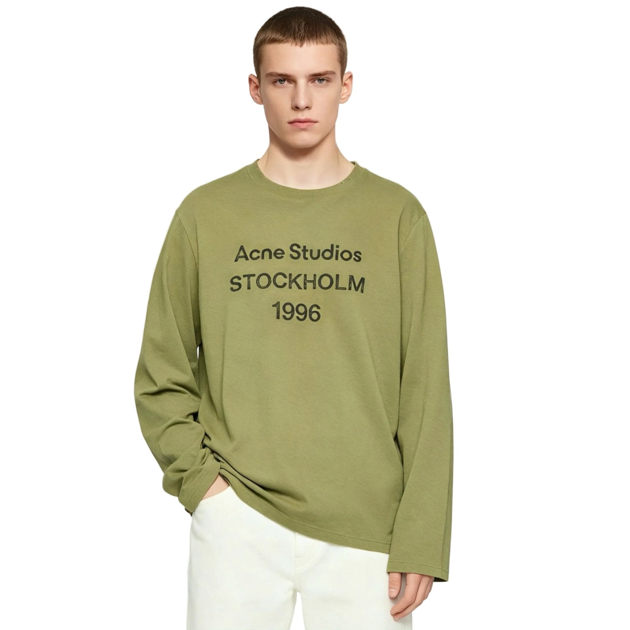 Acne Studios Logo 1996 Long Sleeve T-Shirt Olive Green - AFewVibe