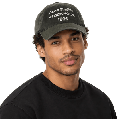 Acne Studios Logo Baseball Cap FW26 Faded Black - AFewVibe