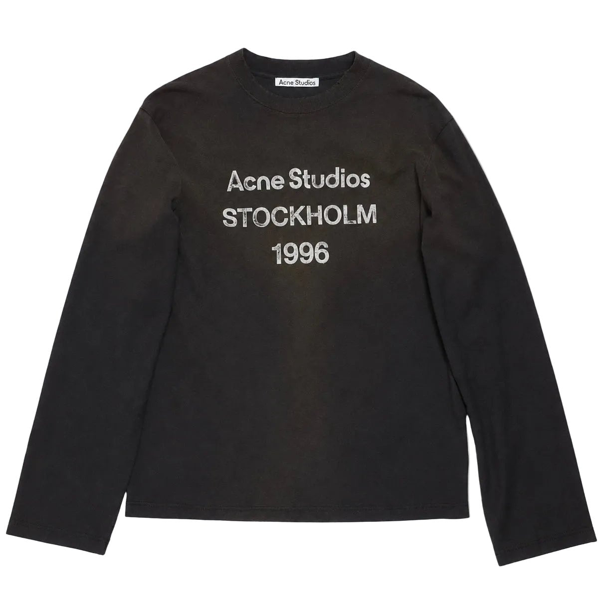 Acne Studios Logo Long Sleeve T-shirt Faded Black front view