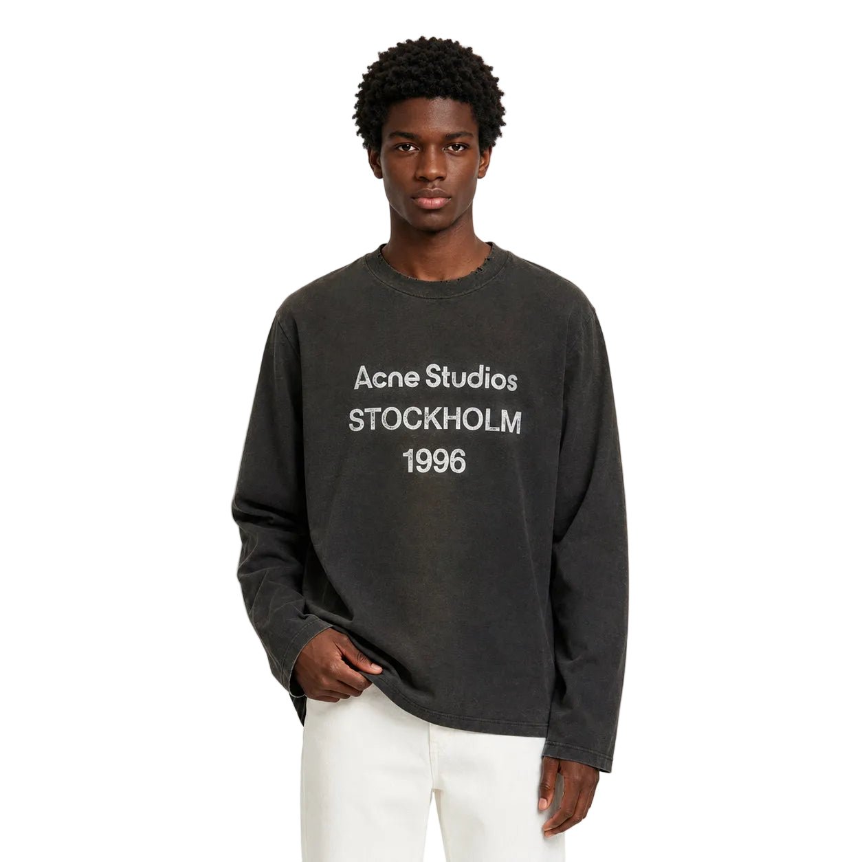 Acne Studios Logo Long Sleeve T-shirt Faded Black - AFewVibe